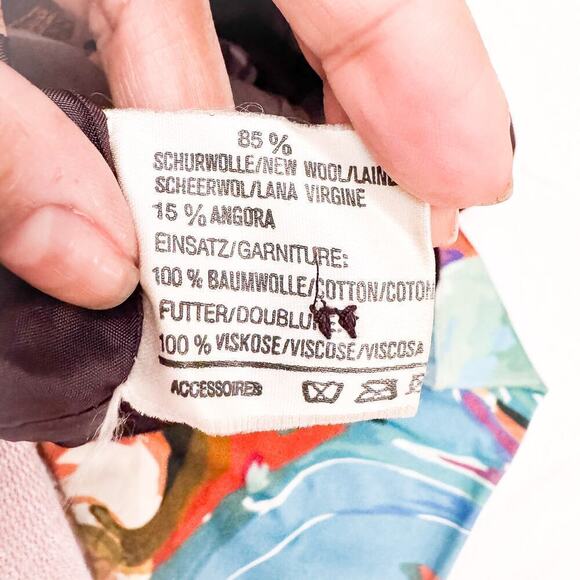 Louis Feraud Virgin Wool Angora Burgundy Pencil Skirt Size 6 - Picture 5 of 6